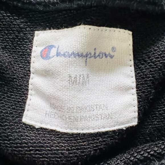 Champion Men’s Crew Neck French Terry Sweatshirt Black Medium Long Sleeve - Picture 8 of 11